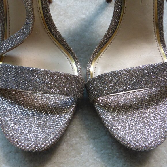 JESSICA SIMPSON gold glitter sparkle strappy heels - NWOT! - Picture 7 of 14